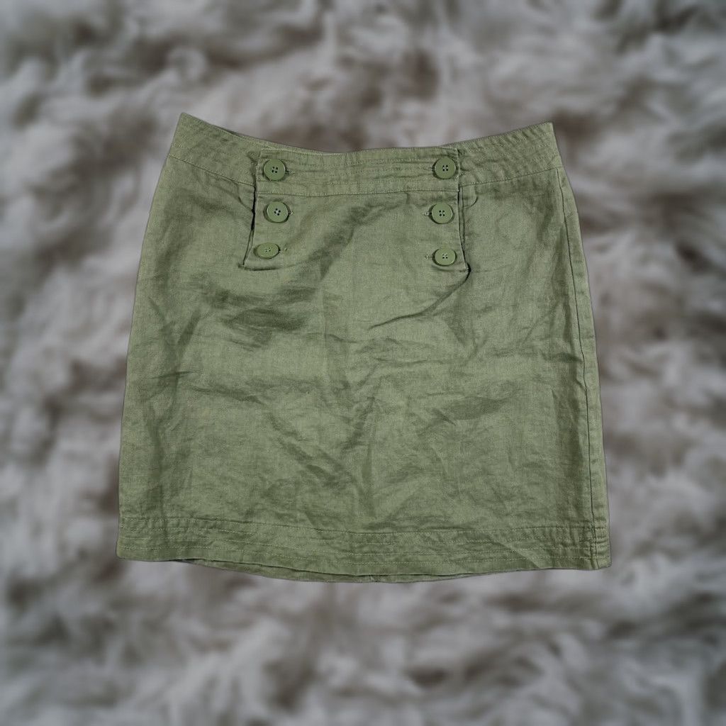 Vintage VINTAGE MAX Studio 100% Linen Skirt Women’s 4 Army Green A Line Mini Skirt Y2K Sailor Skirt Womens Mens? Size 27" / US 4 / IT 40 - 1 Thumbnail