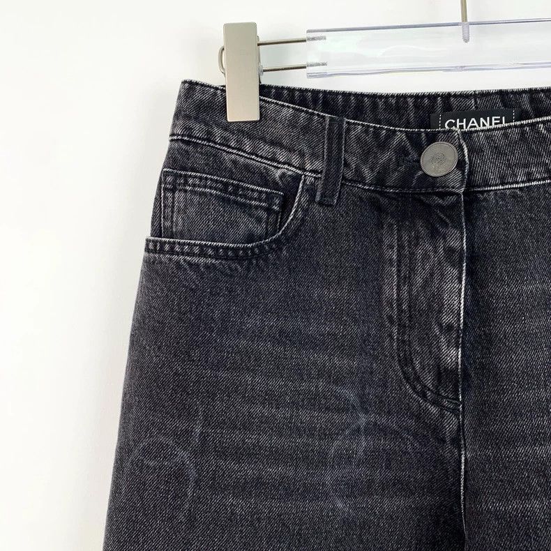 Chanel Chanel Black and gray logo printed full printed cotton casu Size 25" / US 0 / IT 36 - 3 Thumbnail