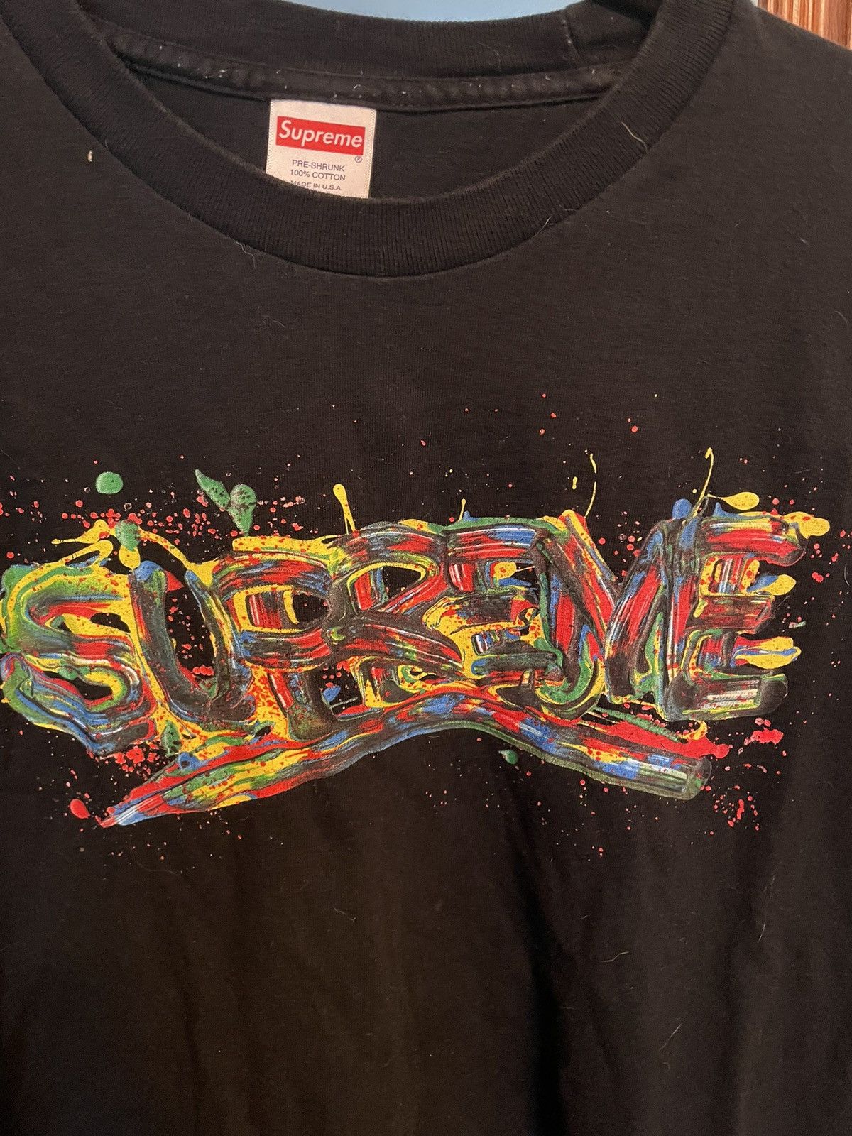 Supreme Supreme Black Paint logo tee Size US M / EU 48-50 / 2 - 2 Thumbnail