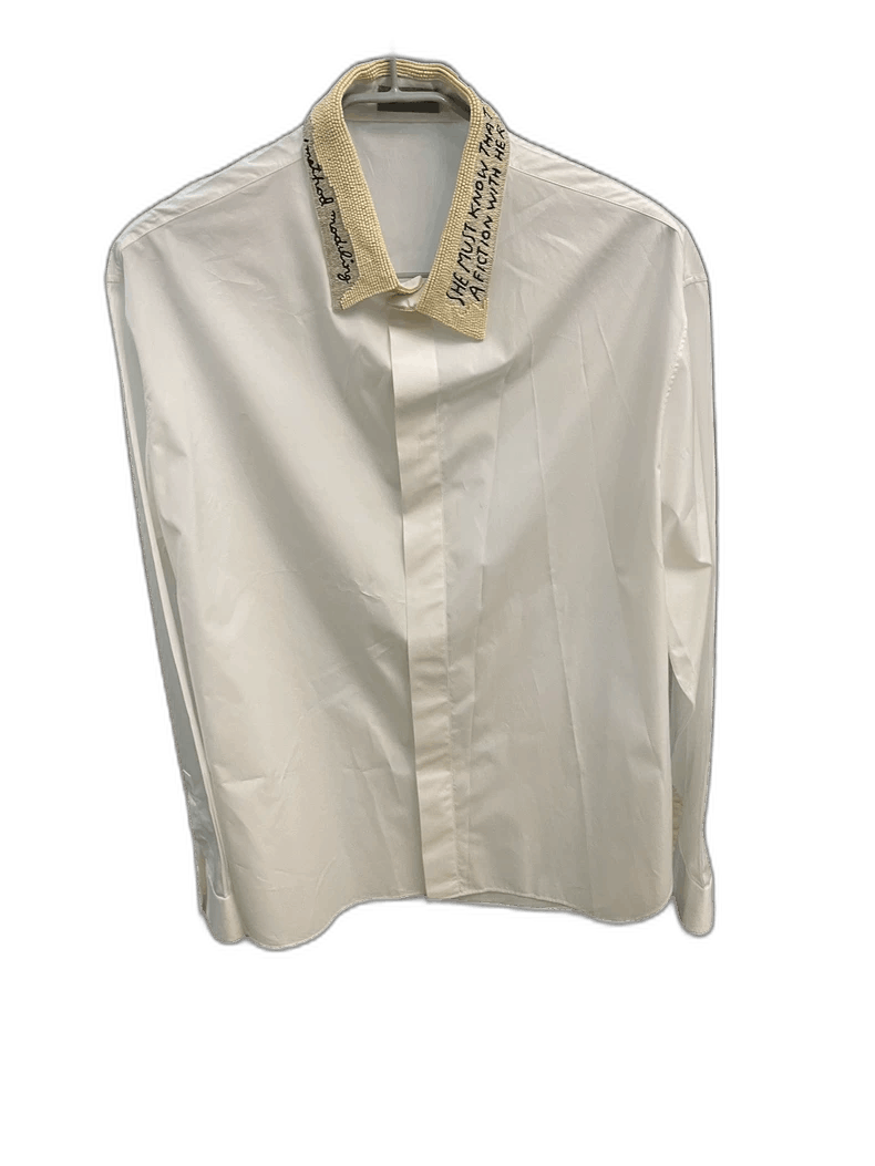 Dior Dior White Shirt with Beaded Collar-2506 Size US M / EU 48-50 / 2 - 1 Thumbnail