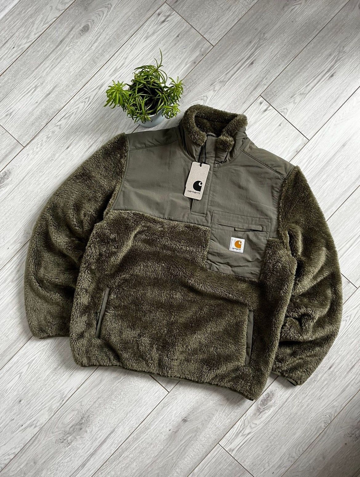 image of Jacket Carhartt Jackson Half Snap Sweat Streetwear in Green, Men's (Size Medium)