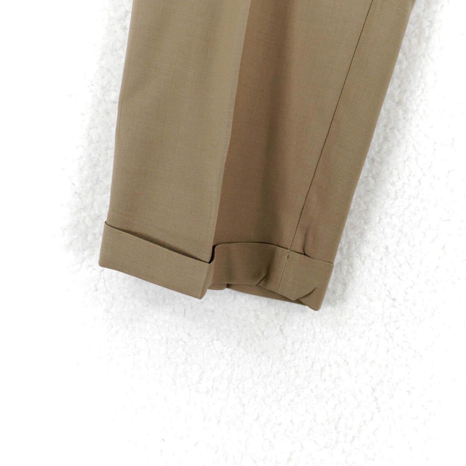 Grant Thomas Grant Thomas Tan Wool Pleated Cuffed Mid Rise Dress Pants 38 Size 38R - 2 Thumbnail