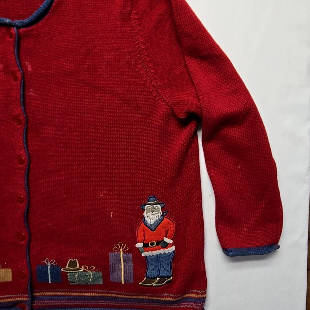 Vintage Vintage C.J. Banks Christmas Cardigan Western Santa Red 2X Size L / US 10 / IT 46 - 2 Thumbnail