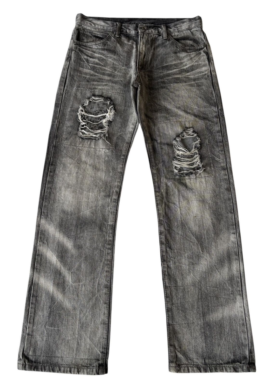 Kapital Vintage Thrashed Smoke Gray Distressed Denim Jeans Size US 33 - 5 Thumbnail