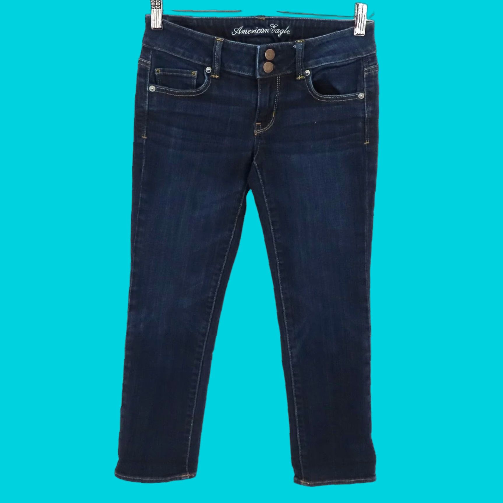 American Eagle Outfitters American Eagle Outfitters Womens Jeans Artist Dark Blue Denim Straight Leg 2 Regular 5-Pocket Design Womens Size 26" / US 2 / IT 38 - 1 Thumbnail