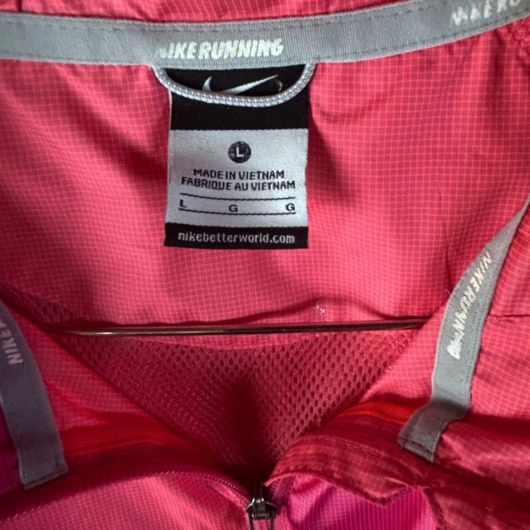 Nike Nike VTG Running Windbreaker Jacket Active Womens Large Pink Zip Hooded Size L / US 10 / IT 46 - 2 Thumbnail