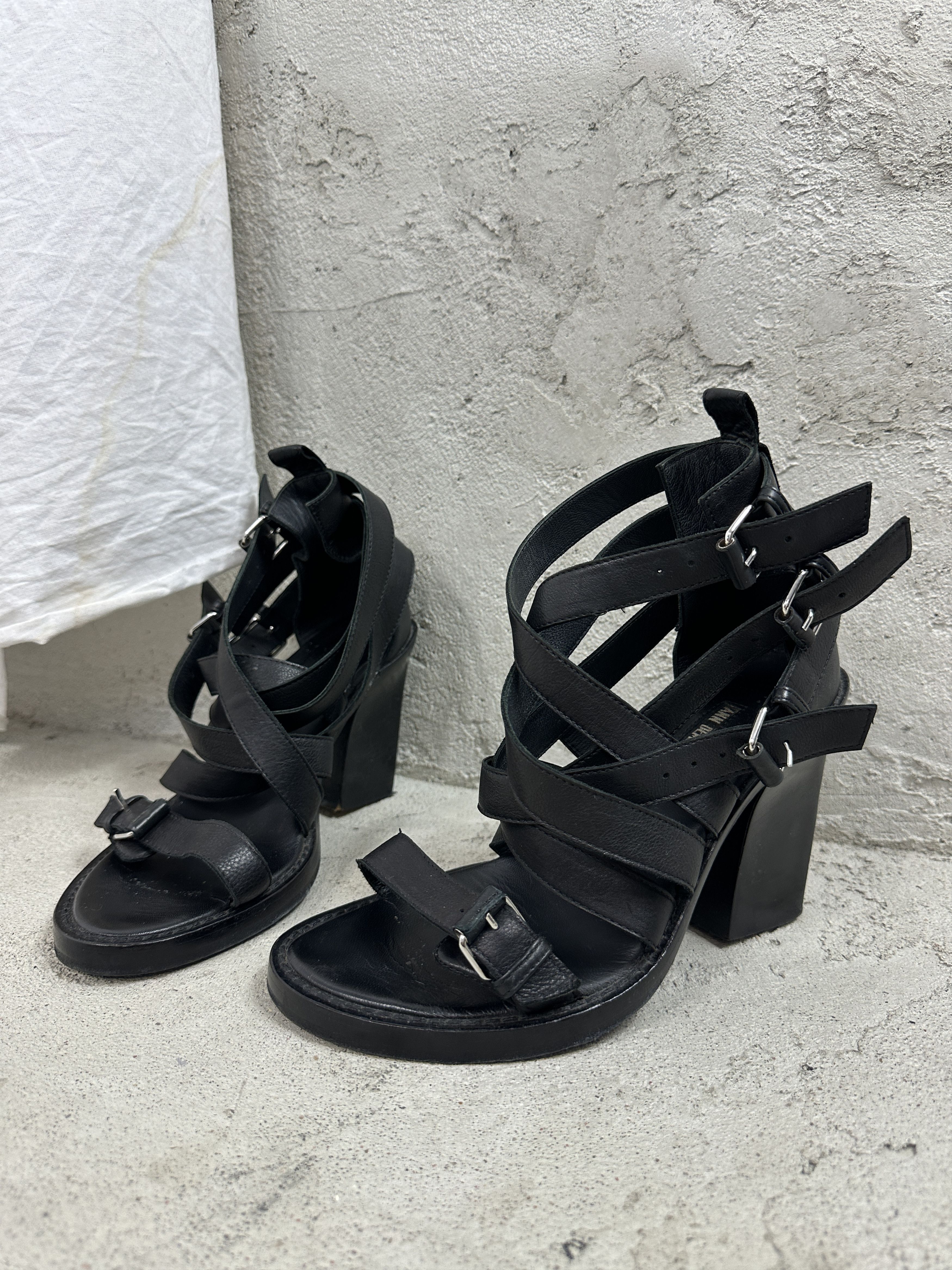 Ann Demeulemeester × Vintage Vintage Leather Opium Grunge Strapped Bondage Heels 00s Size US 7 / IT 37 - 1 Thumbnail