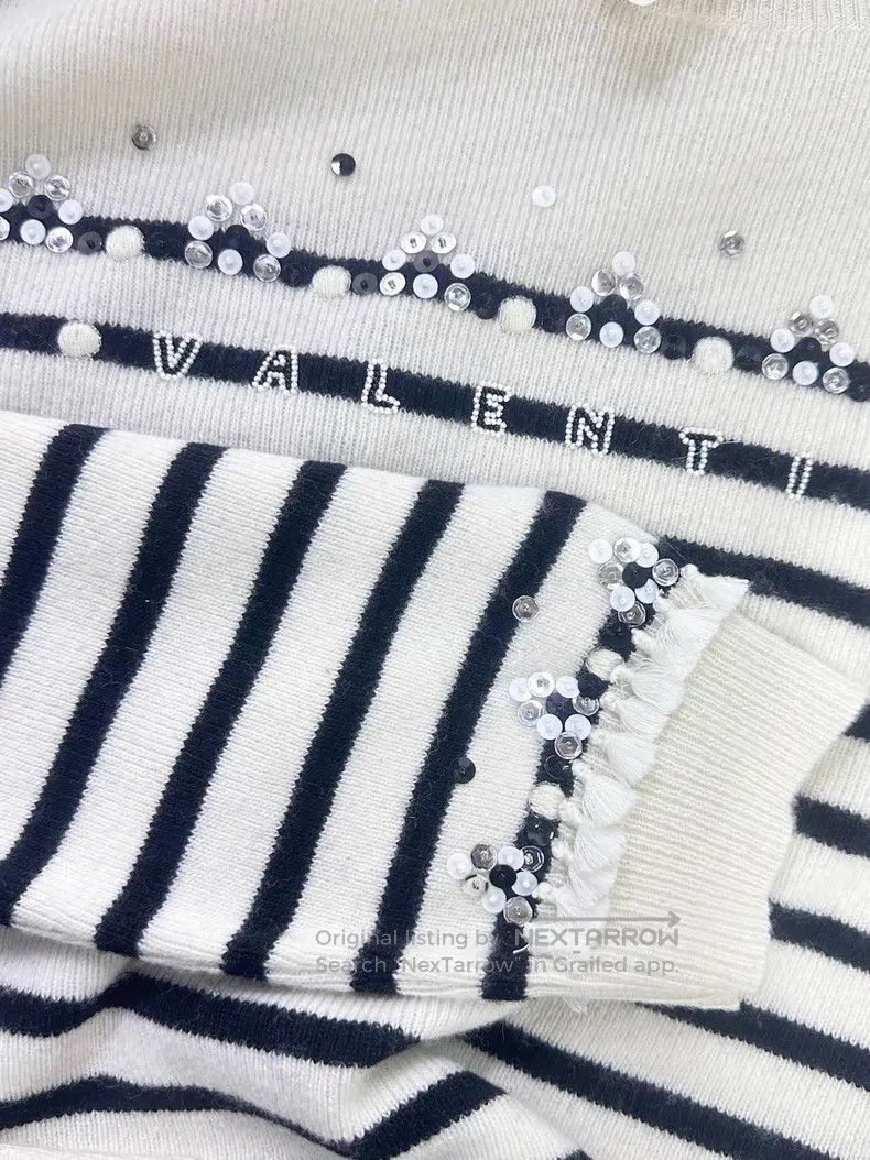 Valentino Valentino Beaded monogram striped knit Size S / US 4 / IT 40 - 3 Thumbnail