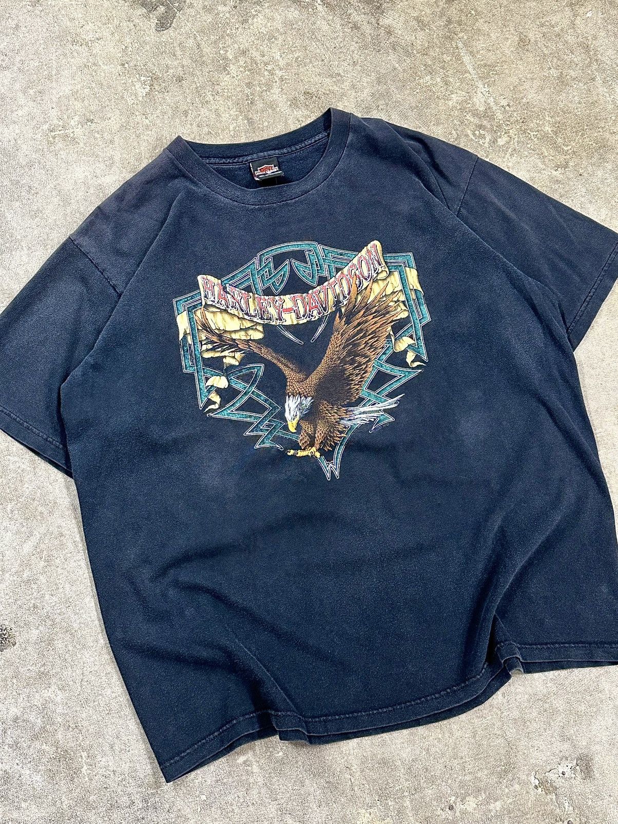 Harley Davidson Vintage 90s Harley Davidson Louisiana Eagle Biker T-Shirt Size US XL / EU 56 / 4 - 3 Thumbnail