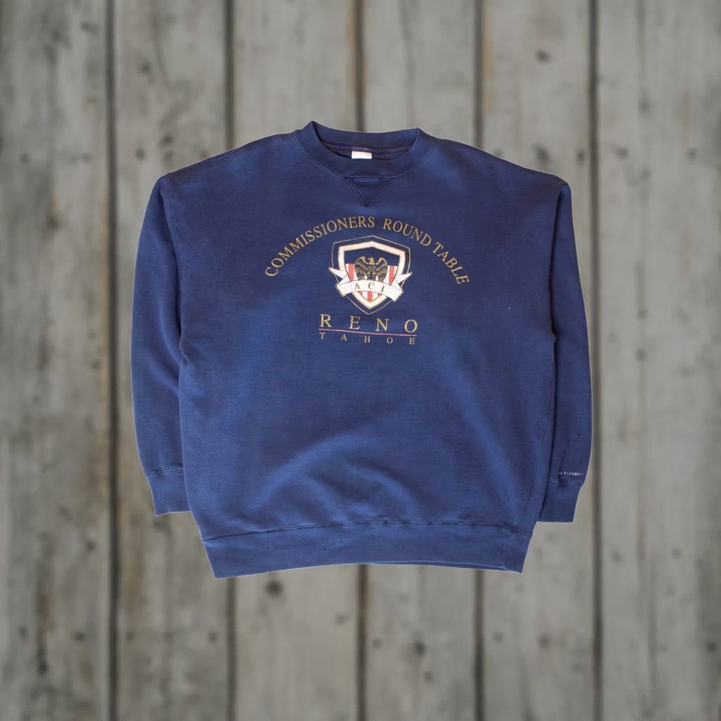 Commission VINTAGE BAC Premier Commissioners Round Table Reno Tahoe Sweatshirt 1990s X-Large Navy Blue Mens Size US XL / EU 56 / 4 - 1 Thumbnail