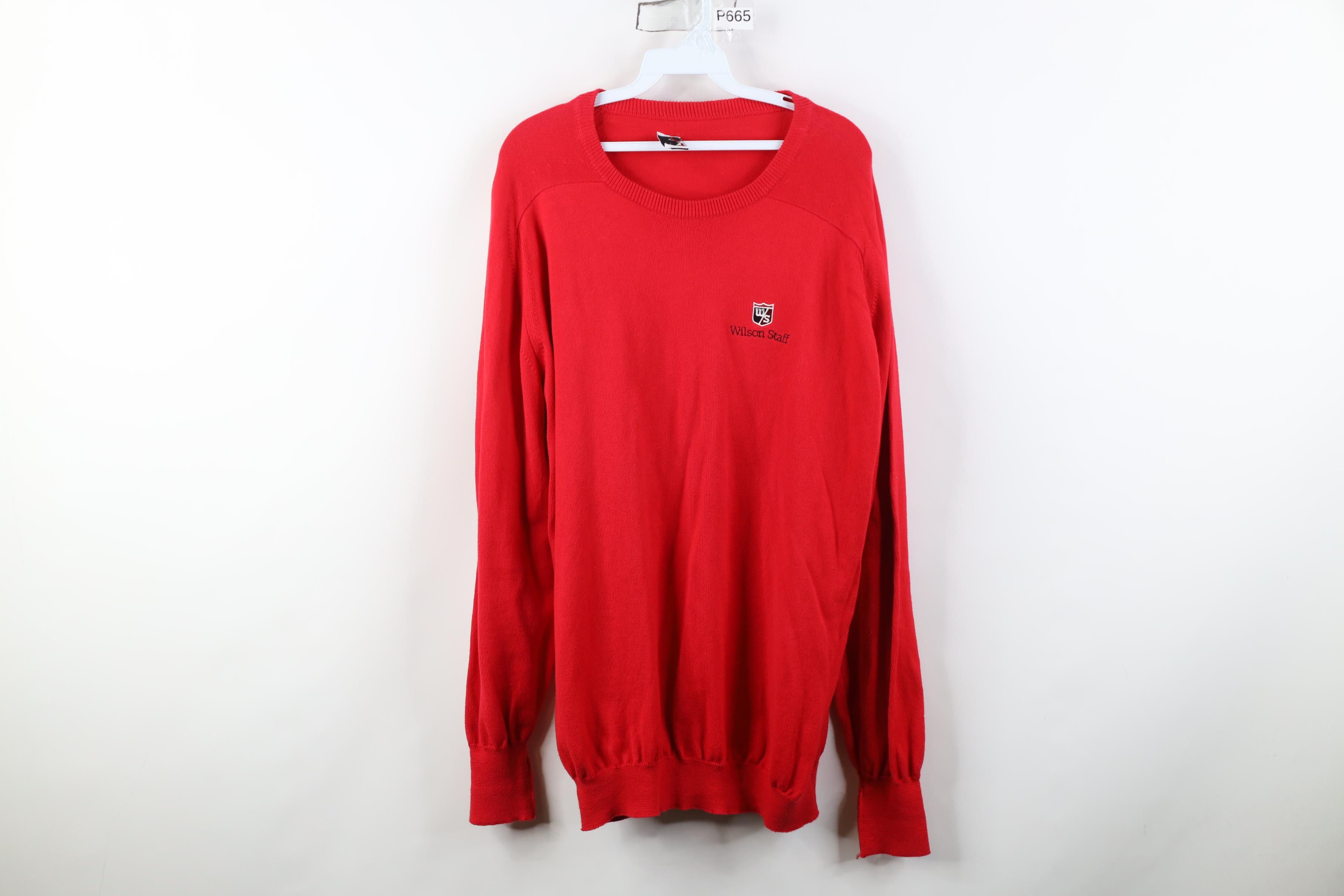 Wilson Vintage 90s Wilson Staff Tennis Knit Crewneck Sweater Red Size US XL / EU 56 / 4 - 1 Thumbnail