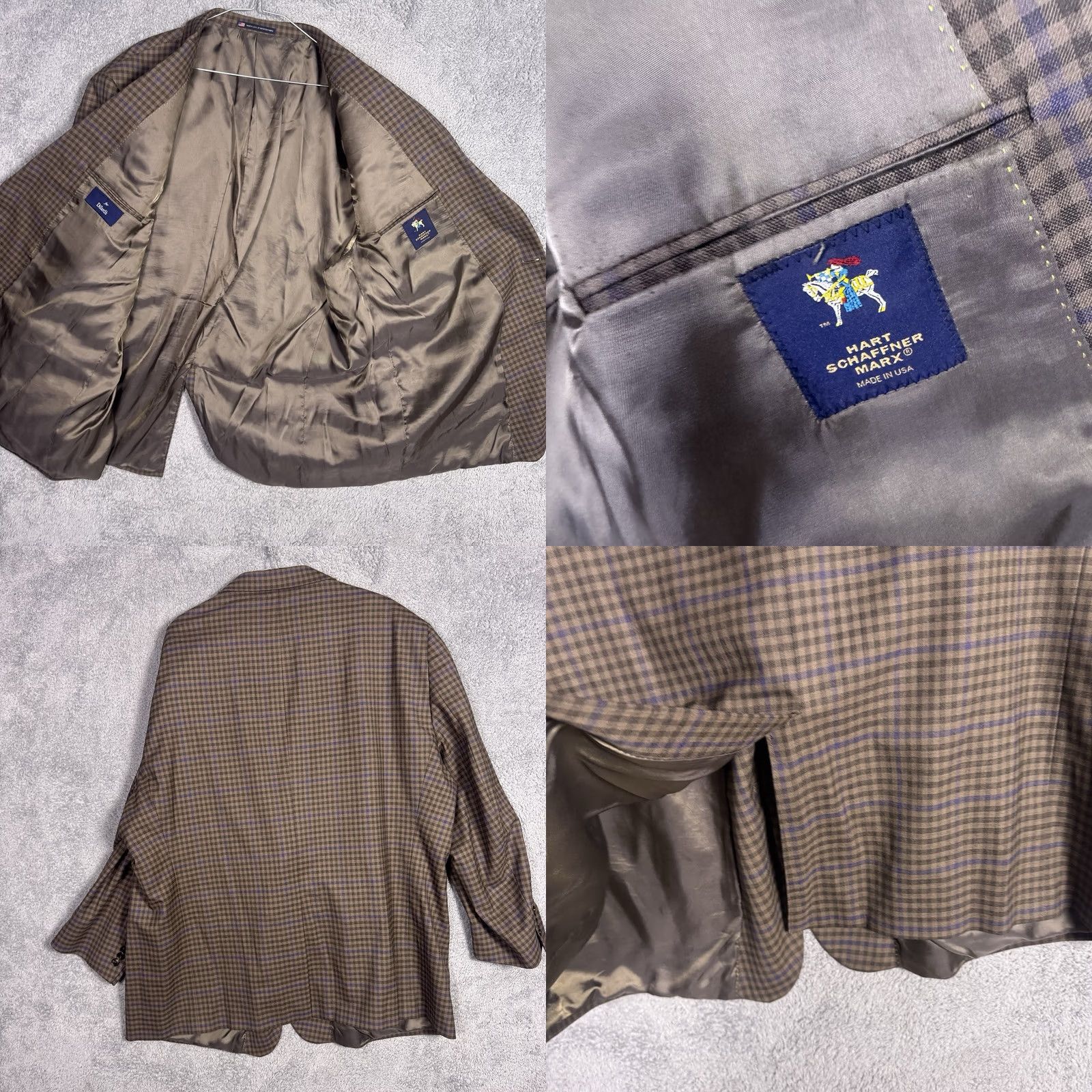 Hart Schaffner Marx Hart Schaffner Marx Blazer 54L Windowpane Check Wool Sport Coat Suit Jacket Blazer Size 54R - 8 Thumbnail