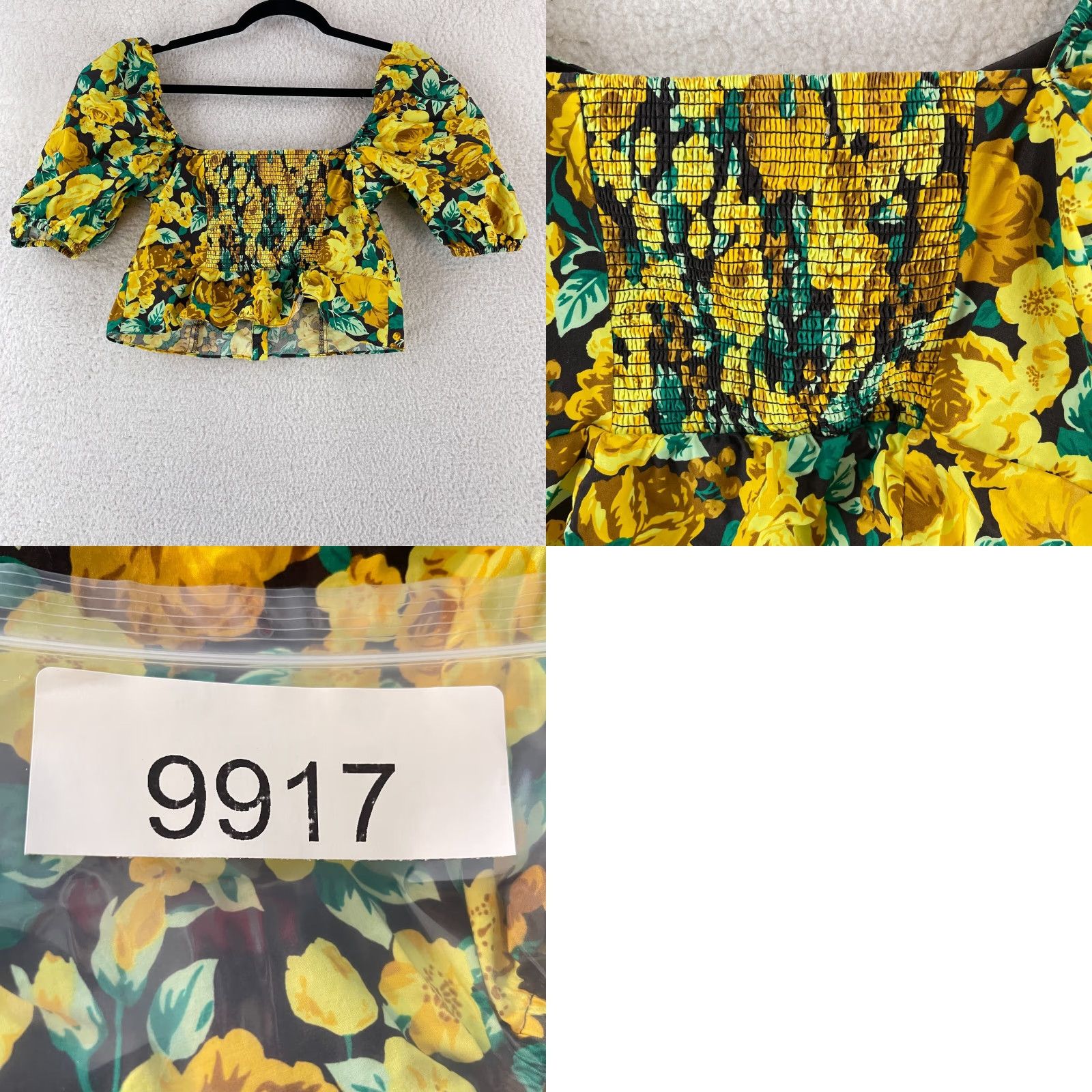 Urban Outfitters Laura Ashley x Urban Outfitters Shirt Womens Medium Puff Sleeve Crop Top Yellow Size M / US 6-8 / IT 42-44 - 9 Thumbnail