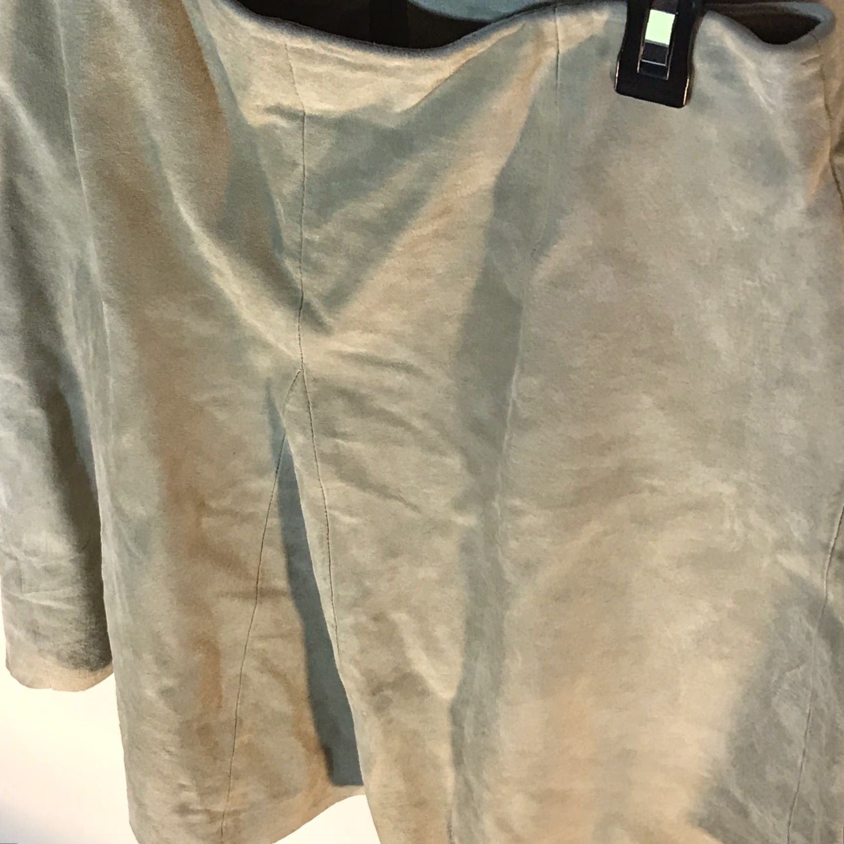 Vintage Newport News Women's Leather Suede Fit & Flare Skirt Size 8 Green Knee Length Dressy Summer Spring Size 30" / US 8 / IT 44 - 3 Thumbnail