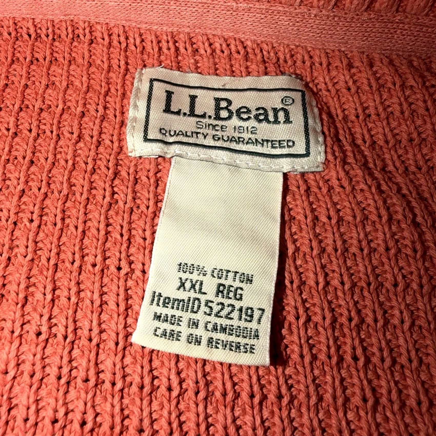 Vintage LL Bean Sweater Mens XXL Orange Cotton Waffle Knit Crewneck Sunwashed Textured Vintage? Size US XXL / EU 58 / 5 - 3 Thumbnail
