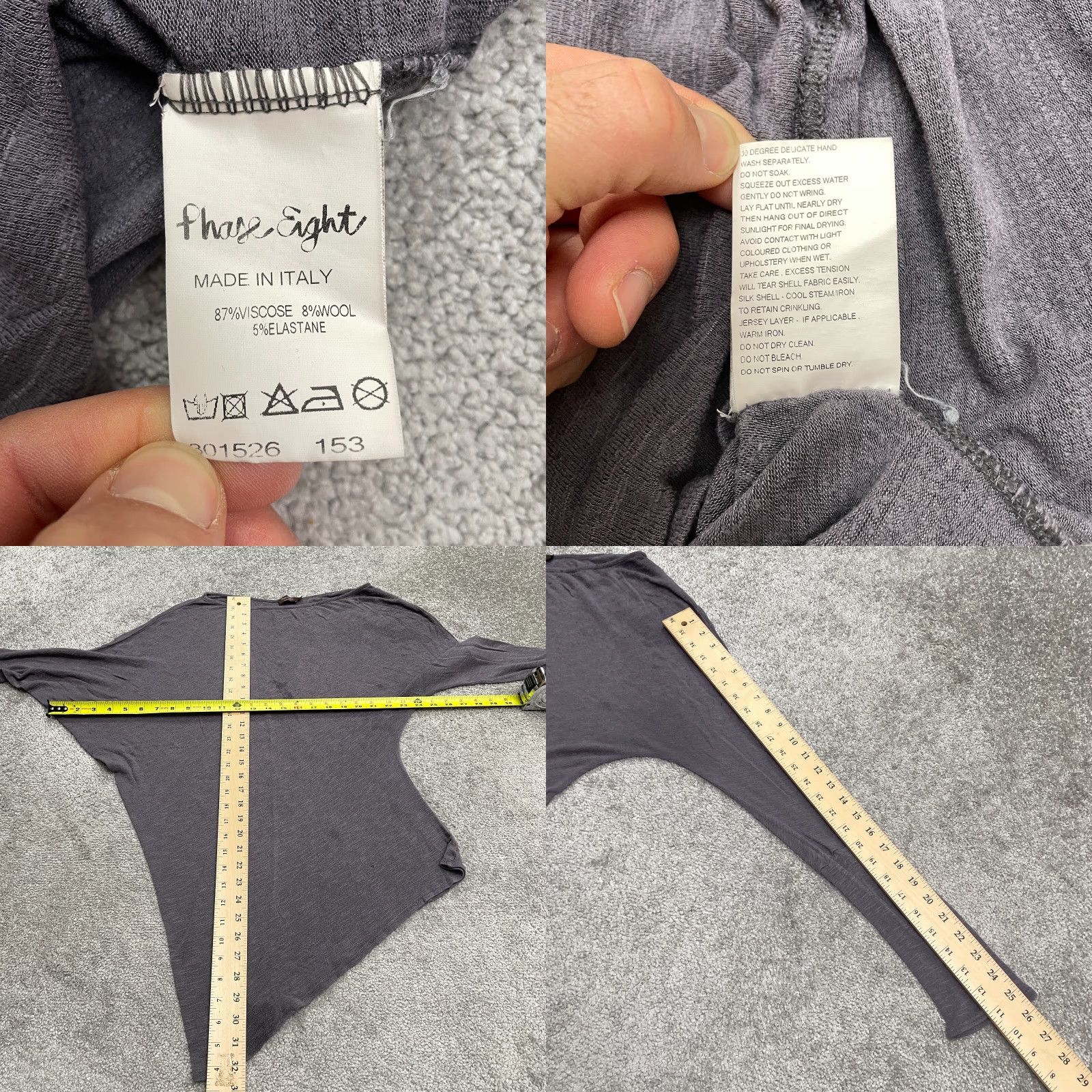 Vintage VINTAGE Phase Eight Wool Blend Blouse Women's Small Gray Long Sleeve Casual, Workwear, Travel 90s Italian Designer Size S / US 4 / IT 40 - 8 Thumbnail