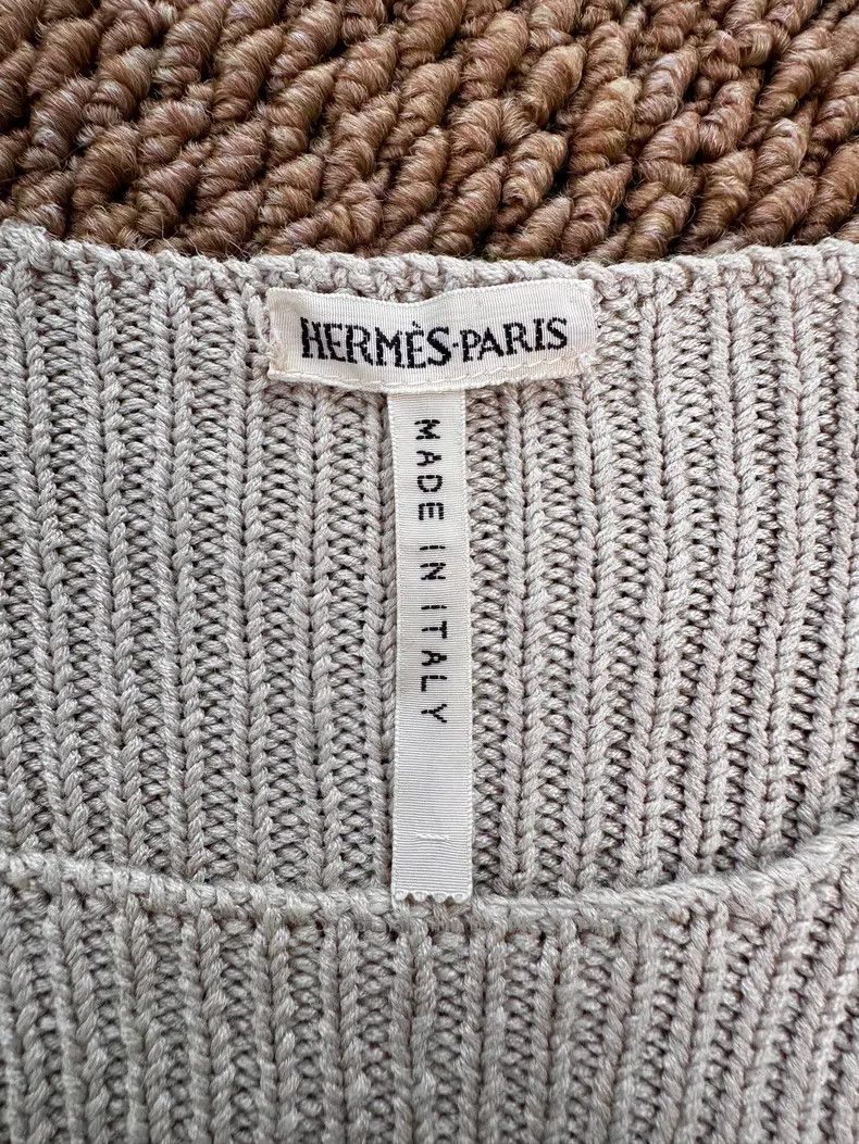 Hermes Hermes Silk Button Knit Top - Oatmeal Size M / US 6-8 / IT 42-44 - 8 Thumbnail