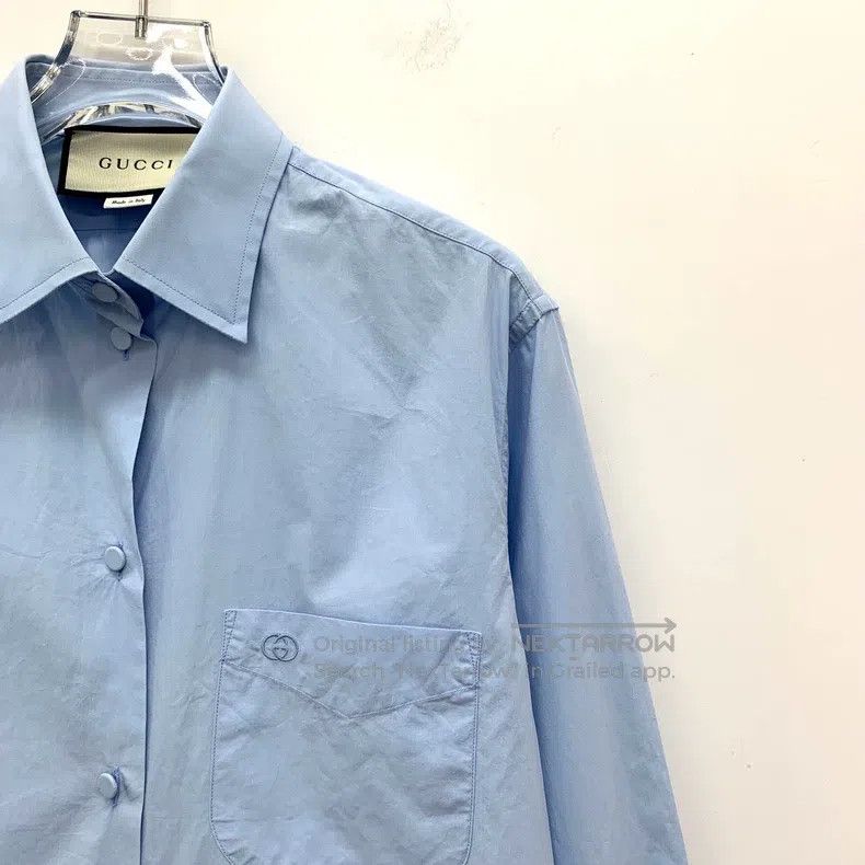 Gucci Gucci Blue logo embroidered cotton lapel single-breasted l Size XS / US 0-2 / IT 36-38 - 2 Thumbnail