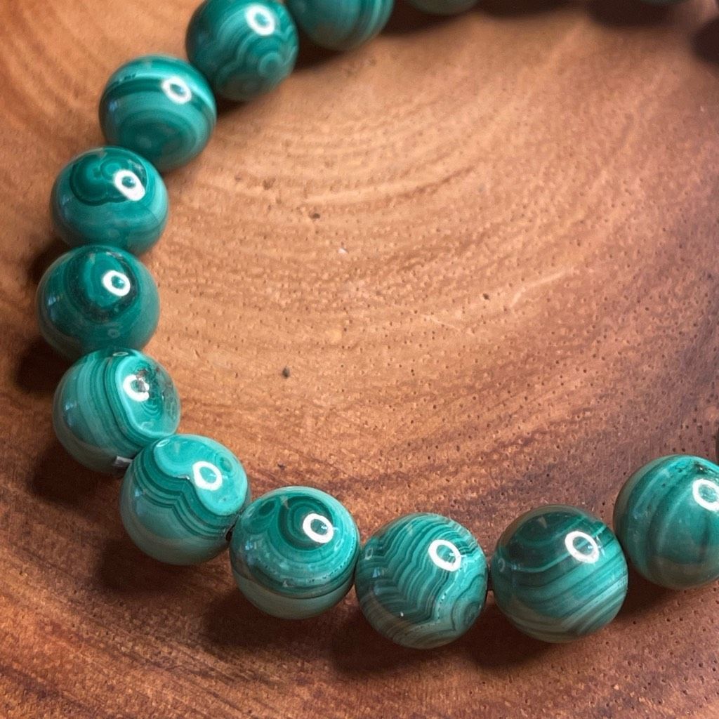 Other Malachite green circles orbs stretch beaded bracelet 7” crystal healing beads 8mm growth optimism transformation Size ONE SIZE - 5 Thumbnail