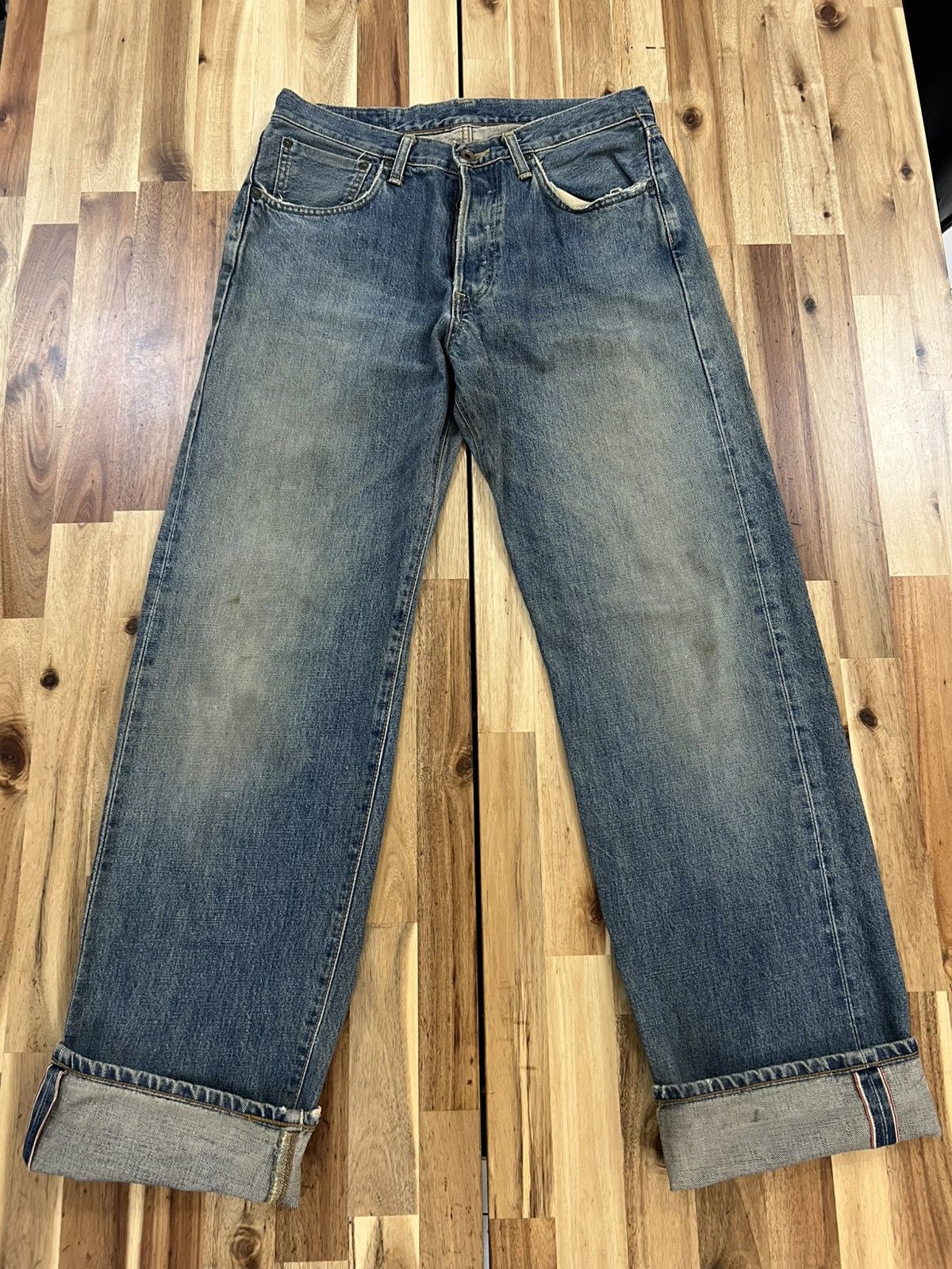 Edwin Vintage Edwin 505X Selvedge TRASHED Denim Jeans Size US 33 - 3 Thumbnail