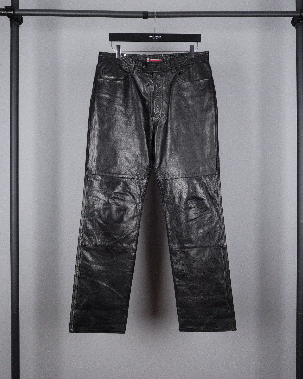 Image of Vintage Polo Ralph Laurent Genuine Leather Black Pants, Men's (Size 33)