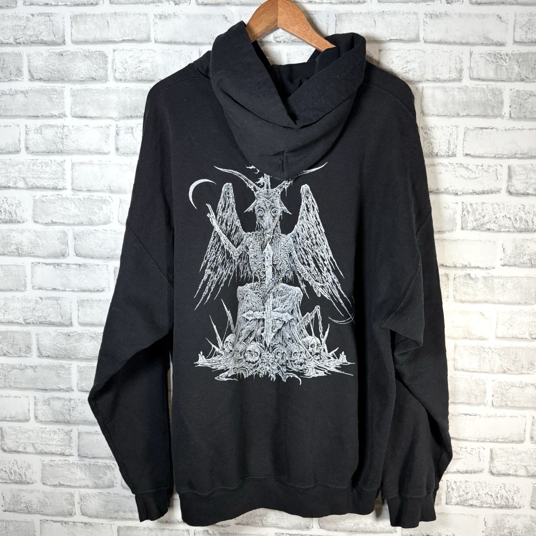 Vintage SAWBLADE Black Graphic Hooded Pullover Hoodie Mens 2XL Cotton Blend Size US XXL / EU 58 / 5 - 5 Thumbnail