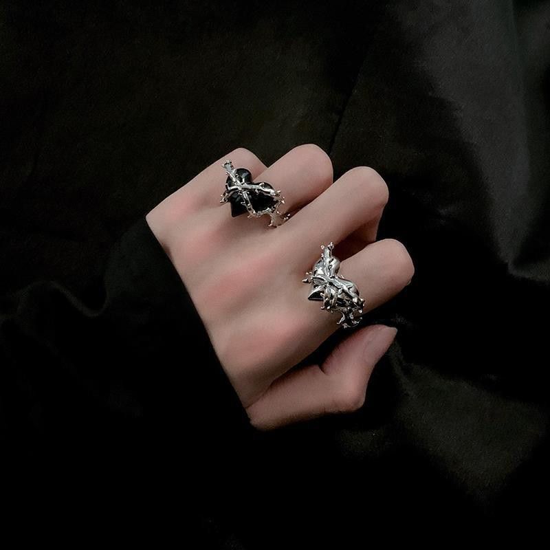 Jewelry Hearts Retro Jewelry Rings Open Size Chrome Ring (Size 7-13) Size ONE SIZE - 1 Thumbnail