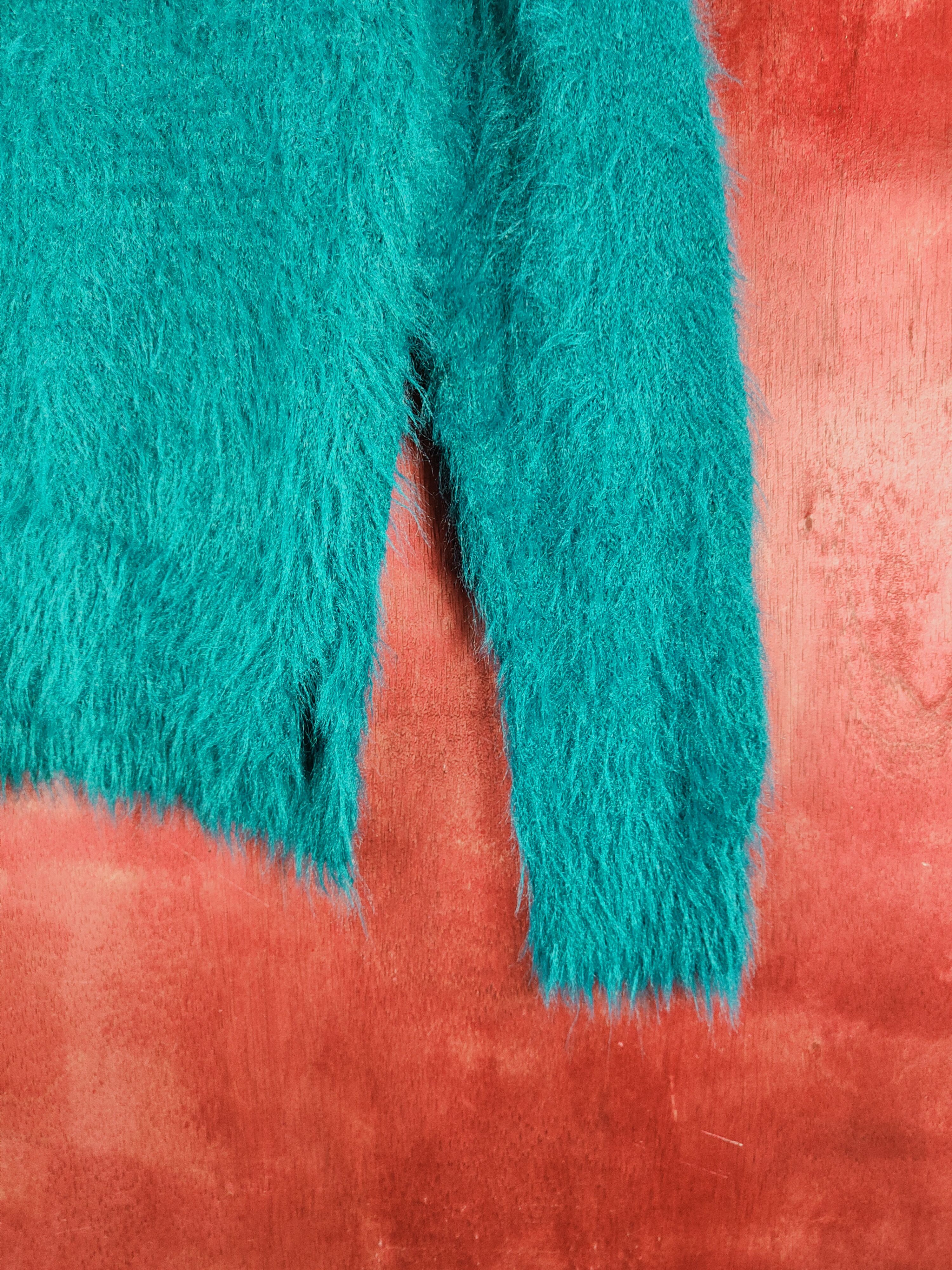 Japanese Brand × Vintage Hot Stuff 🔥 Khalita Turquoise Fur Mohair Knitwear Size L / US 10 / IT 46 - 6 Thumbnail