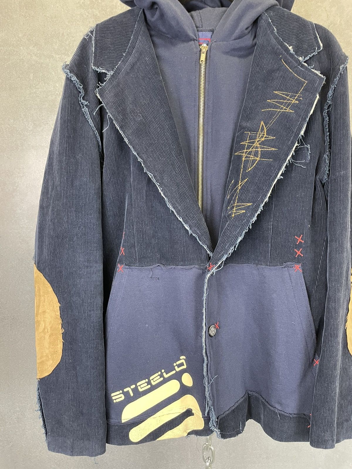 Vintage Y2K patchwork corduroy Steelo hoodie blazer jacket rare Size US M / EU 48-50 / 2 - 3 Thumbnail