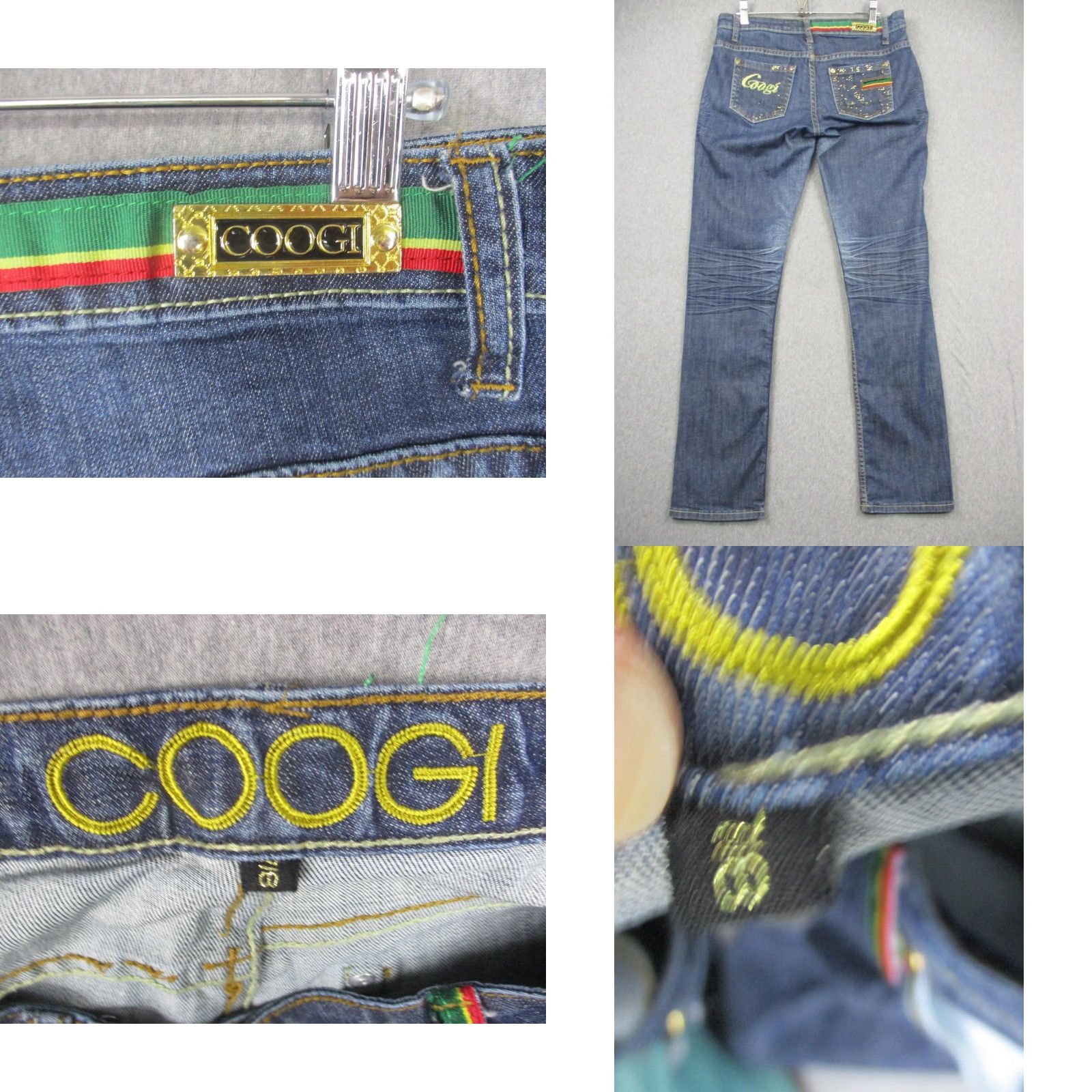 Coogi COOGI Jeans Womens 18 Blue Straight Leg Denim Gold Embellished Pockets Designer Size 40" / US 18 - 9 Thumbnail