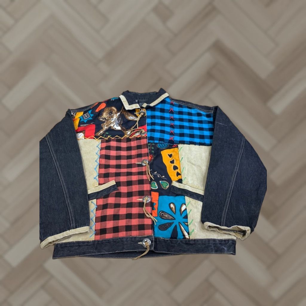 Vintage Carol Little Denim Jacket Womens 12 Black Patchwork Art Button Jacket Women Black 12 Denim Art Patchwork Button Carole Little Jacket Womens Size XL / US 12-14 / IT 48-50 - 1 Thumbnail