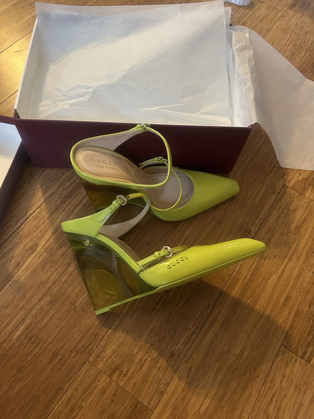 Gucci Gucci Closed Toe Slippers Wedge 10.9cm Light Green size 39 Size US 9 / IT 39 - 5 Thumbnail