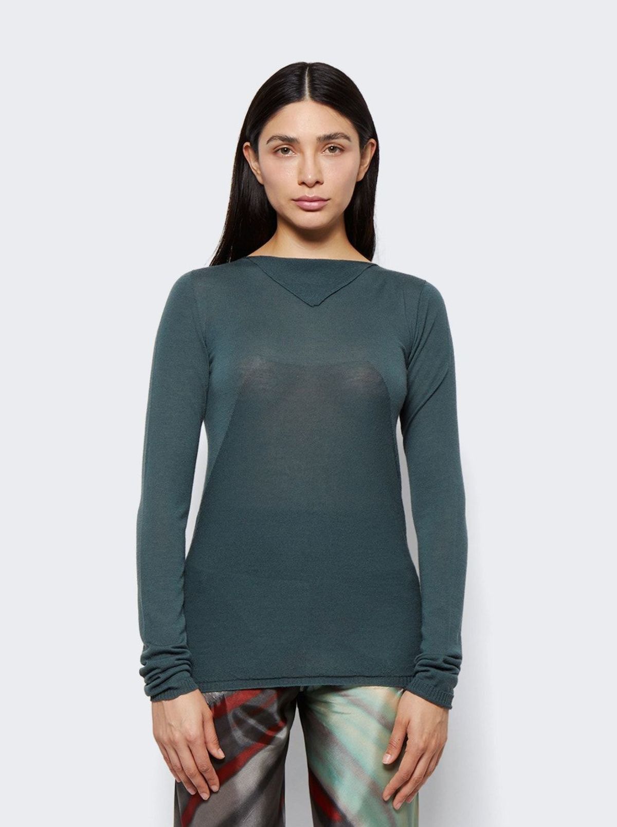 Rick Owens Strobe Column Knit Sweater Teal