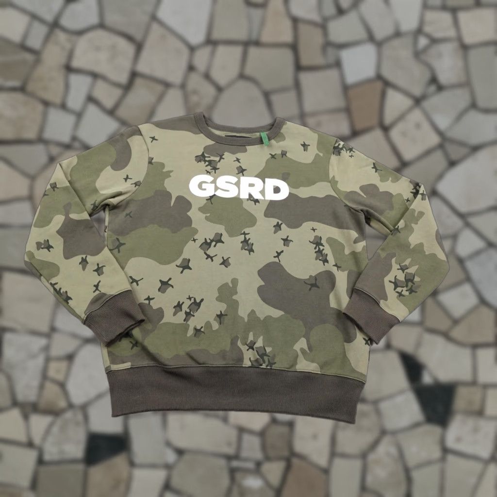 G-Star RAW Sweatshirt Men Large Green Camouflage Crewneck Pullover Knit Graphic Print Military Army Style Mens Large