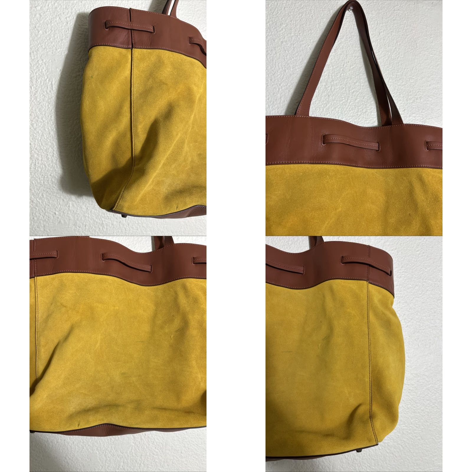 Gerard Darel Gérard Darel Large Brown Leather Tote Bag Yellow Suede 13.5x13x4 Stains Women Tote Size ONE SIZE - 9 Thumbnail