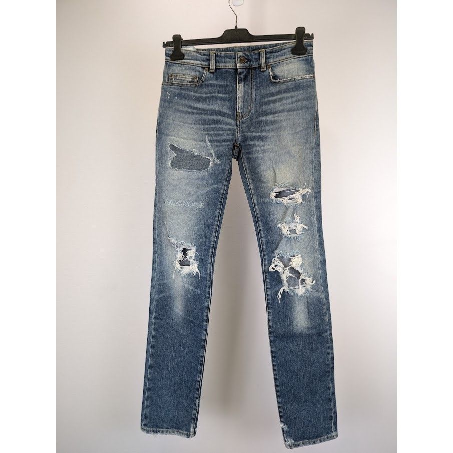 Saint Laurent Paris o1rshd1 Sample Jeans in Indigo Blue Size US 29 - 3 Thumbnail