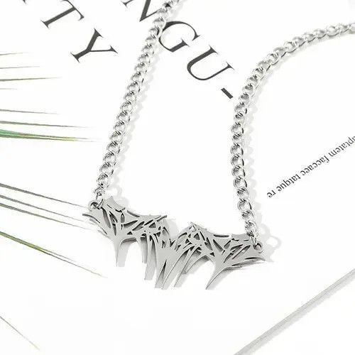 Jewelry Spike Graffiti Chain Necklace Punk Gothic Chrome Rock Venom Size ONE SIZE - 4 Thumbnail