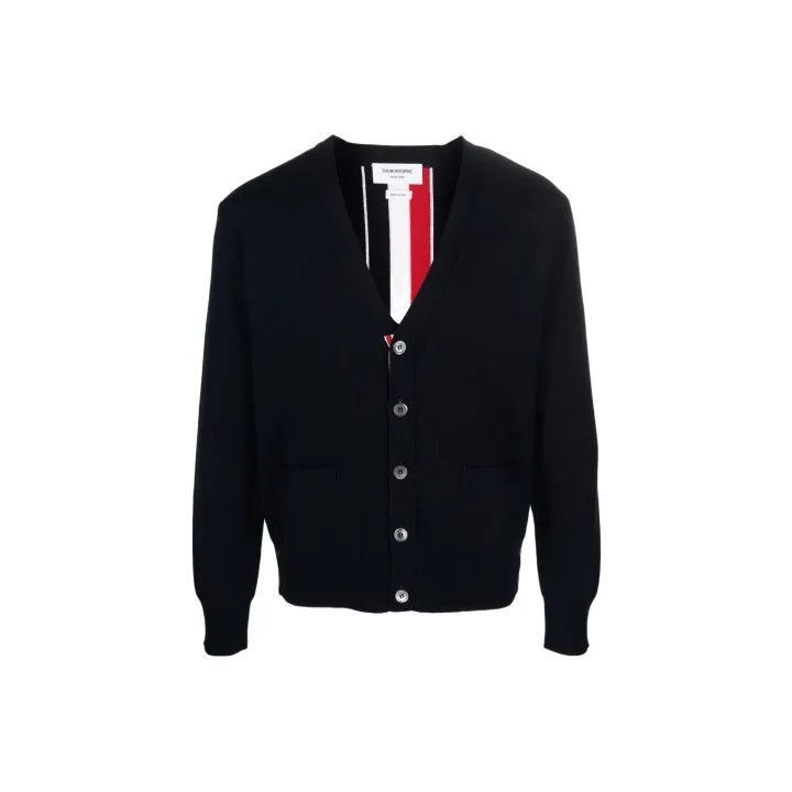 Thom Browne Thom Browne Black V-Neck Wool Sweater -2507 Size US S / EU 44-46 / 1 - 1 Thumbnail