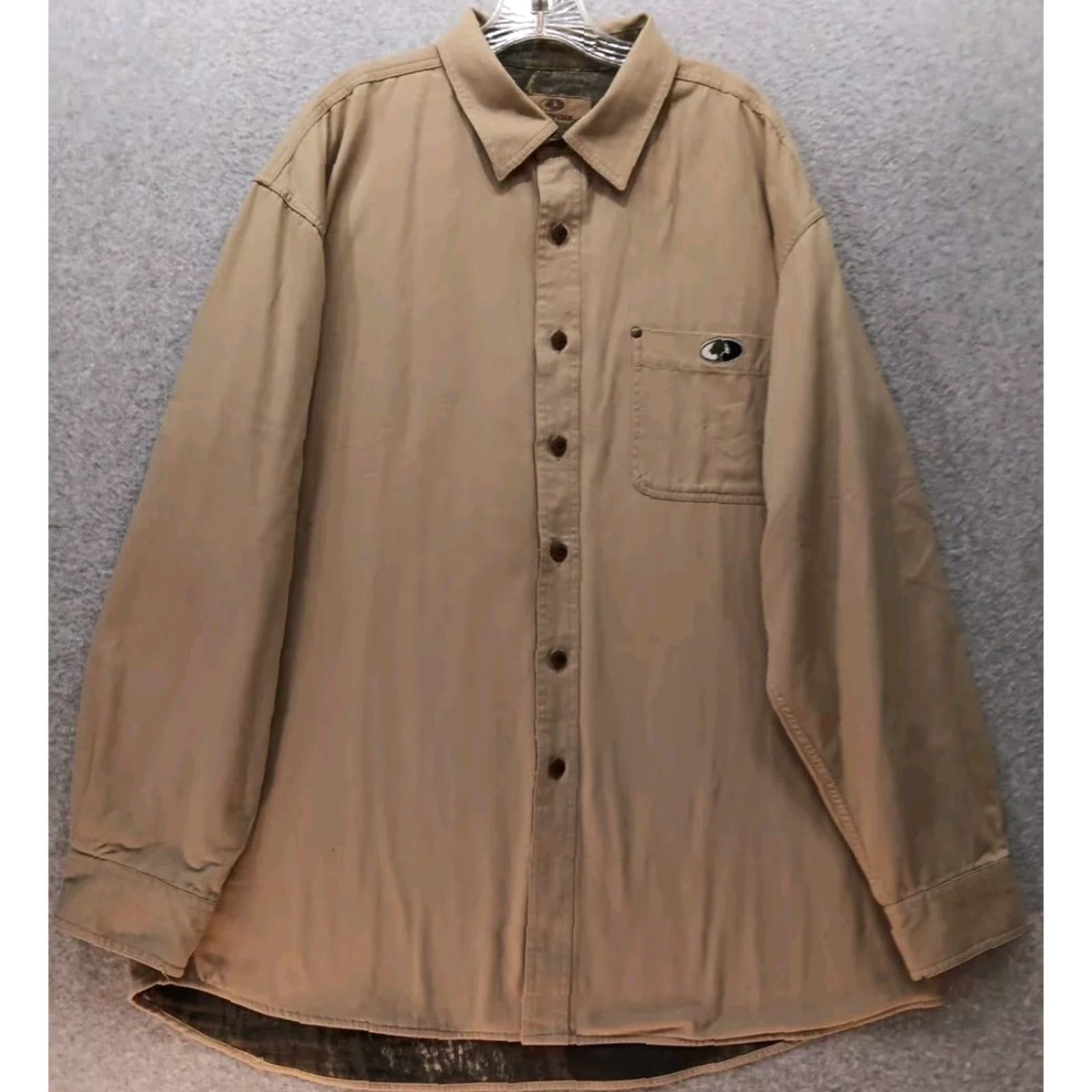 Vintage Mossy Oak Shirt-Jacket XL Beige Long Sleeve Button-Up Canvas Cotton Pocketed Regular Mens Size US XL / EU 56 / 4 - 3 Thumbnail