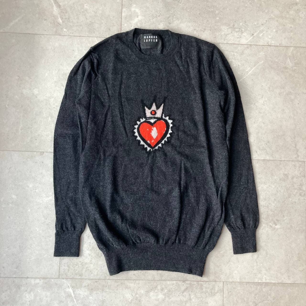Markus Lupfer Markus Lupfer Merino Wool Crown Heart Art Sweater Size US XS / EU 42 / 0 - 1 Thumbnail