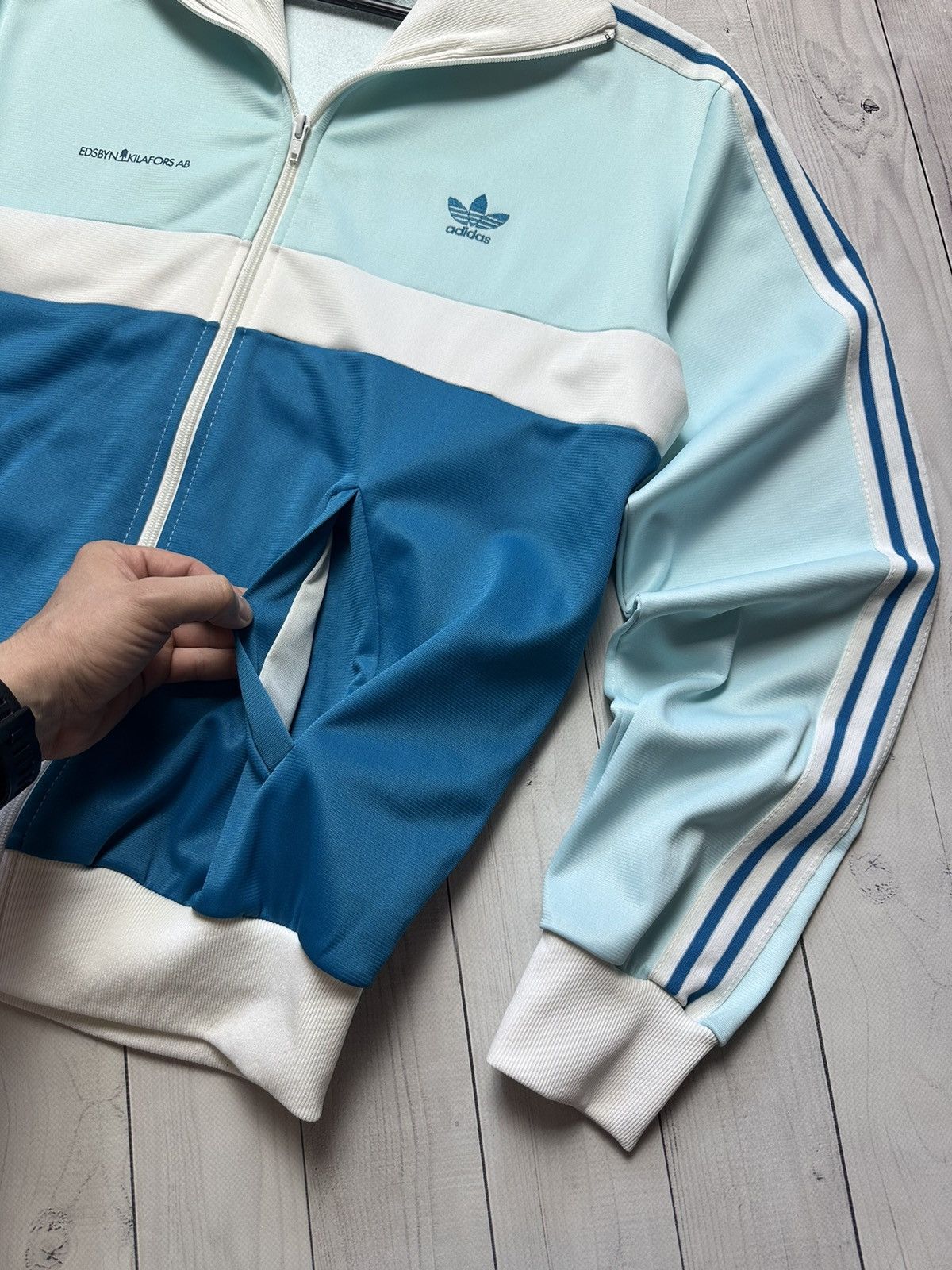 Vintage adidas retro jacket West Germany size L blue rare