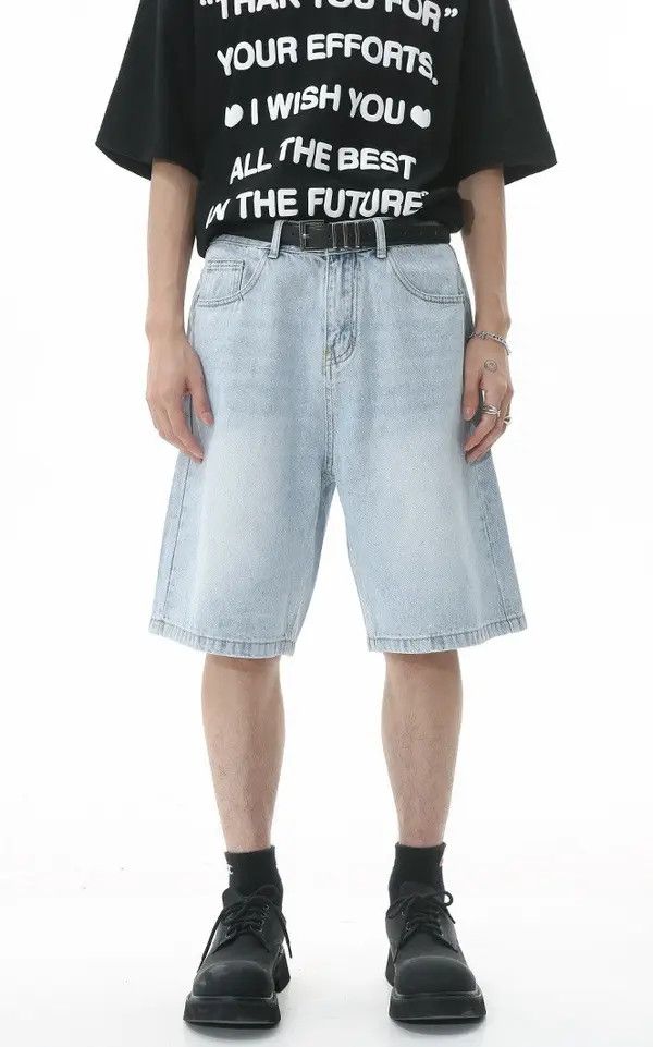 Japanese Brand Mina Blue casual loose vintage distressed denim shorts Size US 32 / EU 48 - 1 Thumbnail