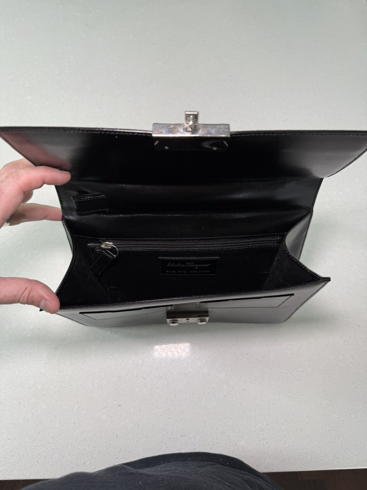 Ferragamo Black Leather Second Bag