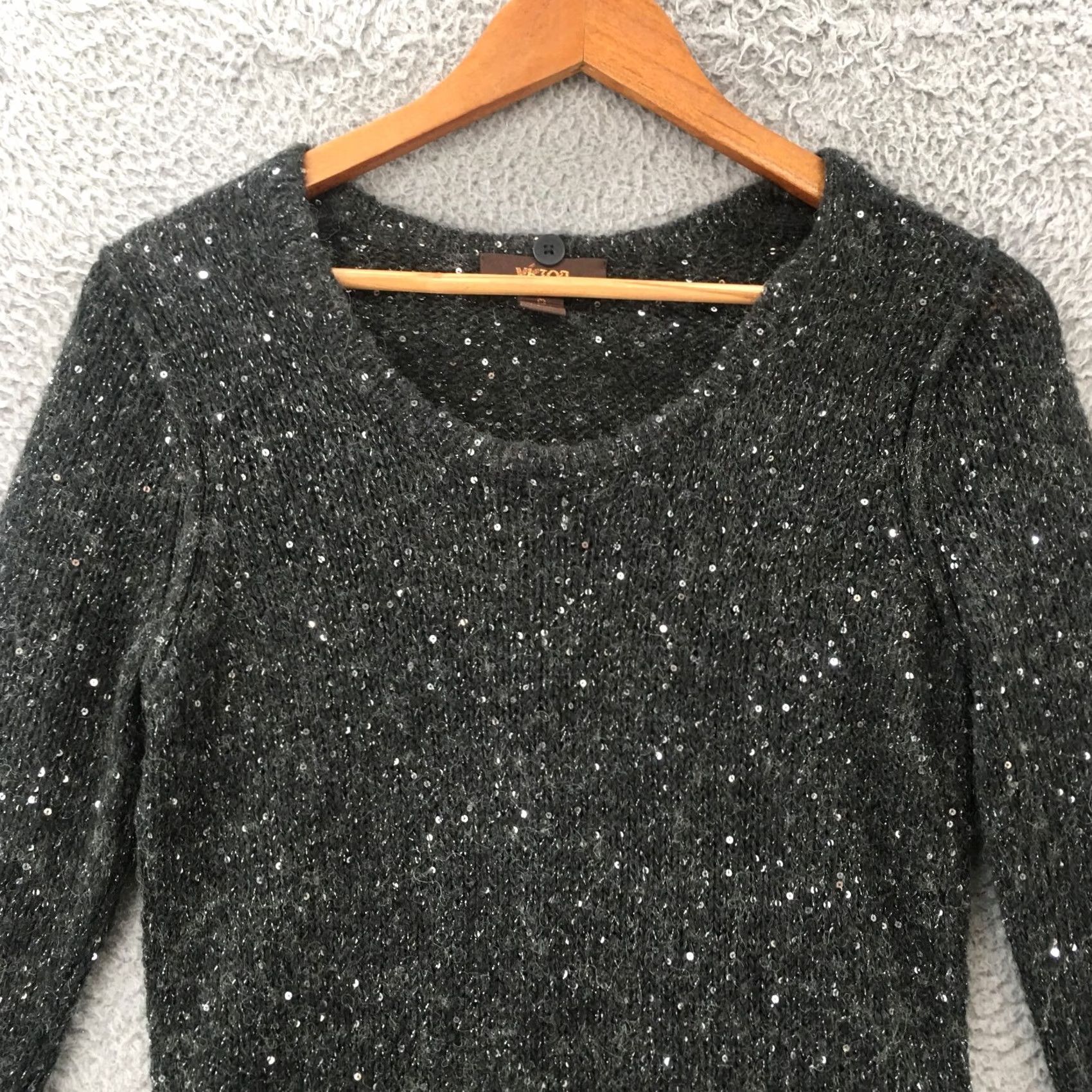 Vintage Victor Alfaro Pullover Sweater Womens S Grey Wool Blend Round Neck Long Sleeves Size S / US 4 / IT 40 - 2 Thumbnail