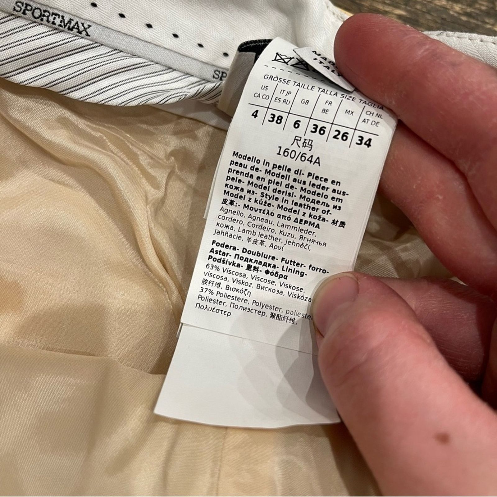 Sportmax SPORTMAX Slim-fit trousers lamb leather turn-up detail cream Size 27" / US 4 / IT 40 - 11 Thumbnail