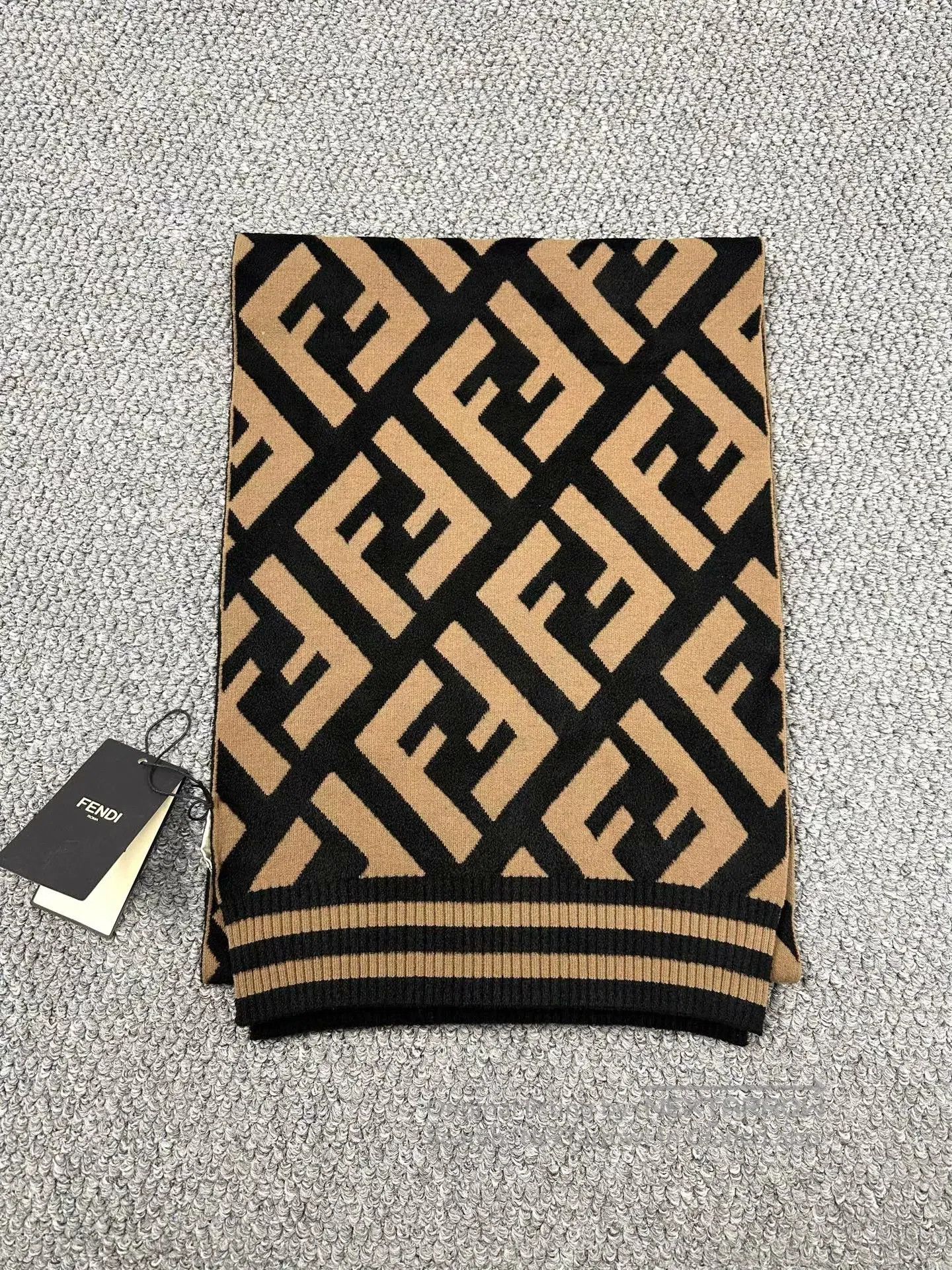 Fendi FENDI Classic Brown Monogram Logo Scarf| Size ONE SIZE - 3 Thumbnail