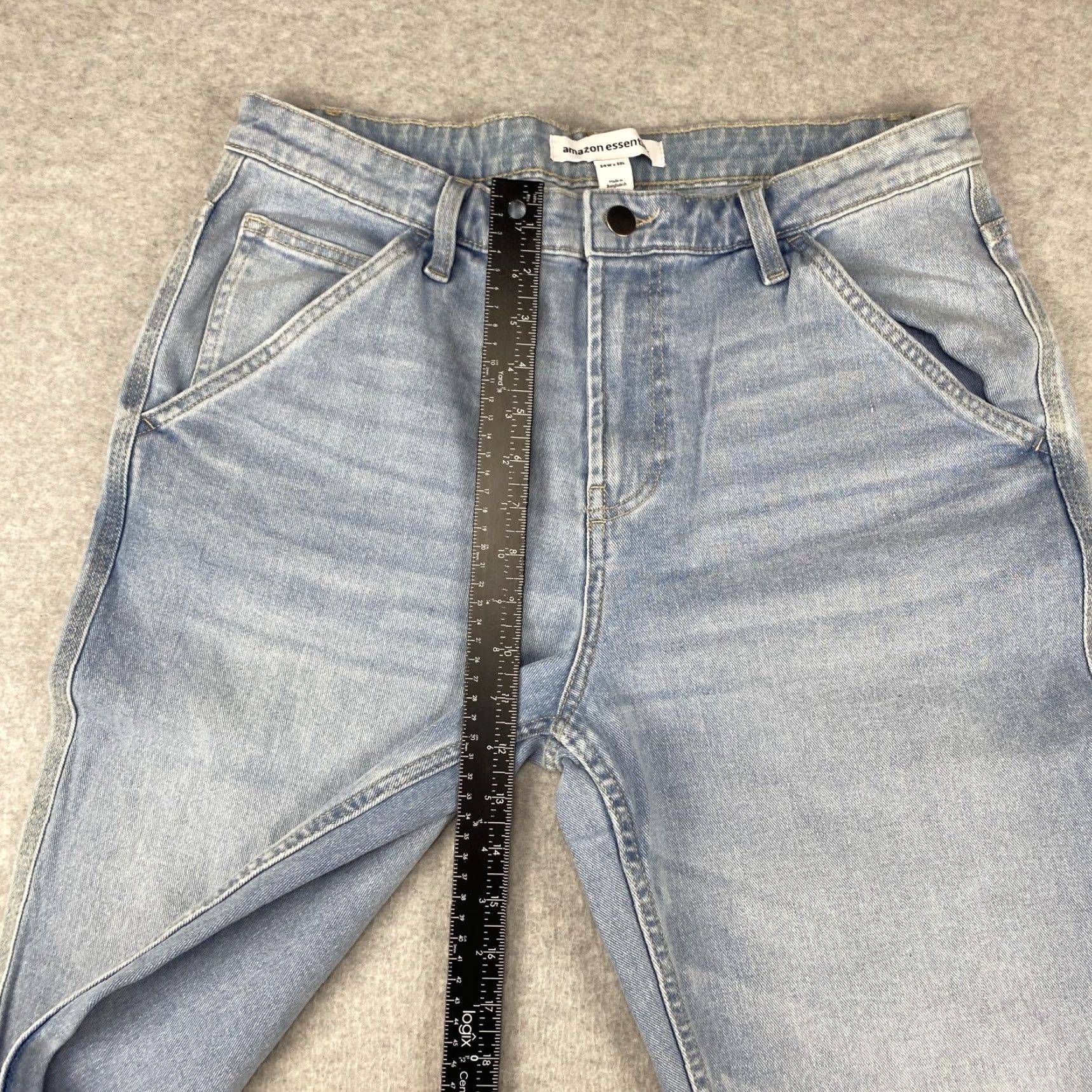 Essentials Amazon Jeans Mens 34X30 Blue Straight Leg Pockets Light Denim Slim 5-Pocket Design Belt Loops Size US 34 / EU 50 - 5 Thumbnail