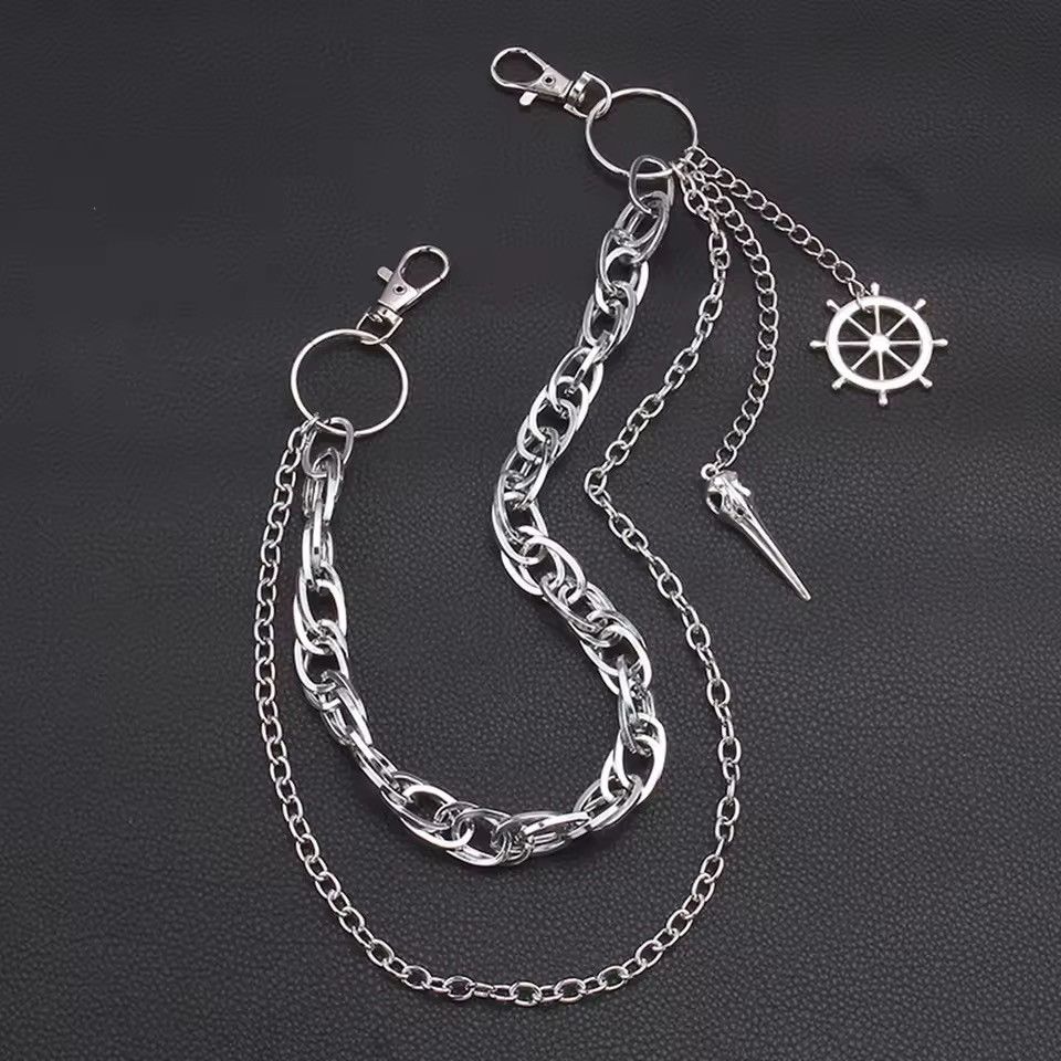 Jewelry Silver Double Wallet Chain, Pants Chain Size ONE SIZE - 3 Thumbnail