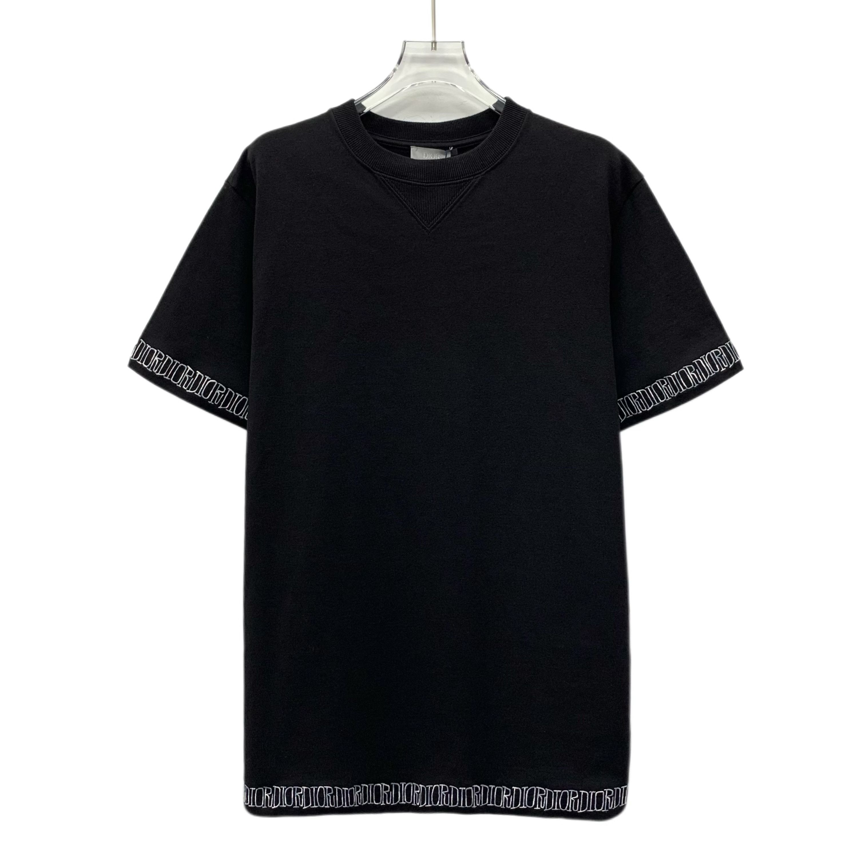 Dior Dior Black Cotton Logo Embroidered Trim T-Shirt (Size XS) Size US XS / EU 42 / 0 - 1 Thumbnail