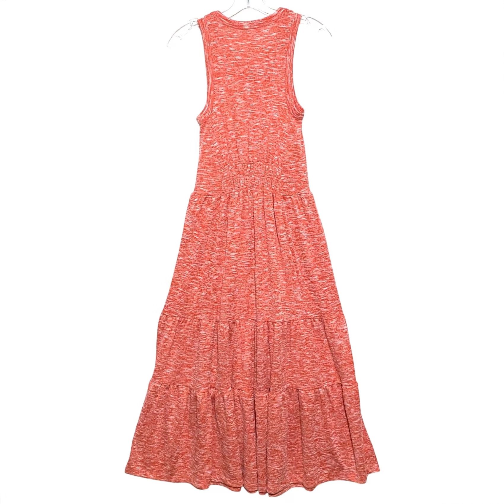 Ann Taylor Lou & Grey Loft Tiered Sleeveless Maxi Dress XS Space Dye Smocked Summer Stretch - Orange - Women - Dress Size XS / US 0-2 / IT 36-38 - 2 Thumbnail
